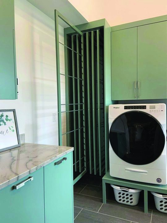 I liked the idea of these pull out shelves under the washing machine